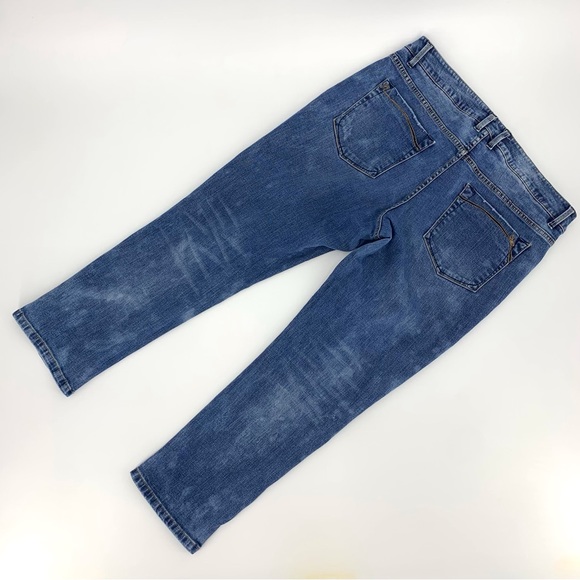 Nanette Lepore Blue Distressed Acid Wash Boyfriend Fit Cropped Jeans, 14 - Picture 9 of 16